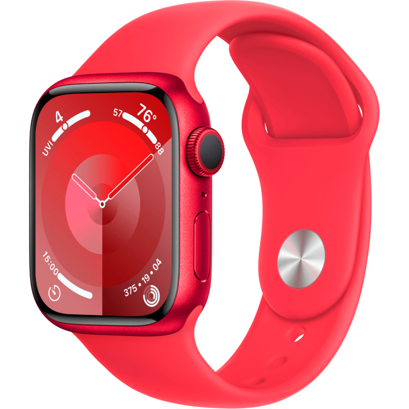 Apple Watch Series 9, 41 мм, корпус из алюминия цвета (PRODUCT)RED, спортивный ремешок цвета (PRODUC